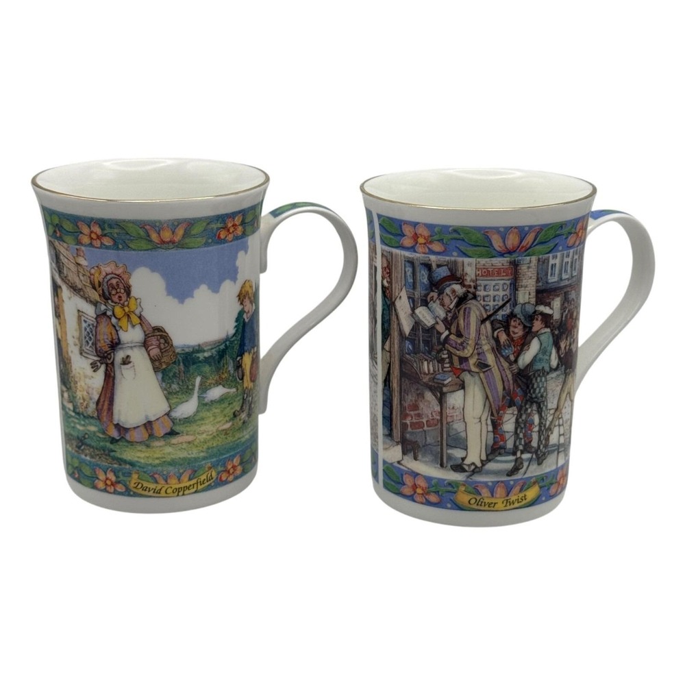 Sadler England Charles Dickens Mug Set Oliver Twist David Copperfield Bone China